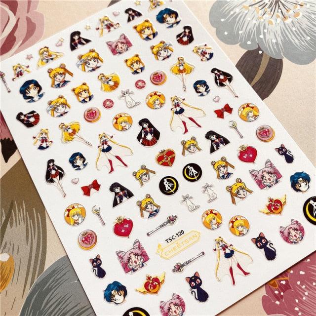 Cute rabbit Cute cat  Japanese Justice Girl 3D Back Glue Nail Sticker Nail Decoration Nail Art Nail Ornament Self Adhesive Nail Decals for Nail Art Decoration Including Hearts Stars Letters Bowknot Leaves Flowers Plants Fruits Butterflies for Woman