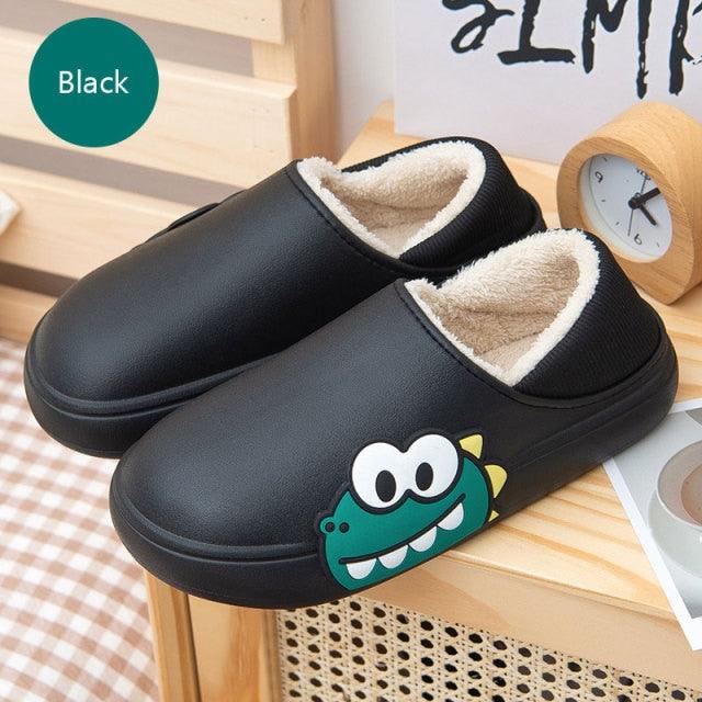 Cute Side Bear Waterproof Cotton Women Shoes Winter Warm Indoor Outdoor Wrapped Heel Slippers EVA Comfort Memory Foam Slippers Waterproof Non Skid Warm Washable Cotton Shoes Loafer Slippers