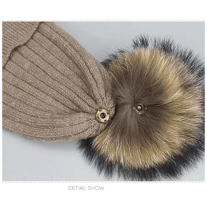 Cute Winter Warm Comfortable Cap Detachable Pom Pom Autumn Super Soft Fashionable Caps For Adults And Kids