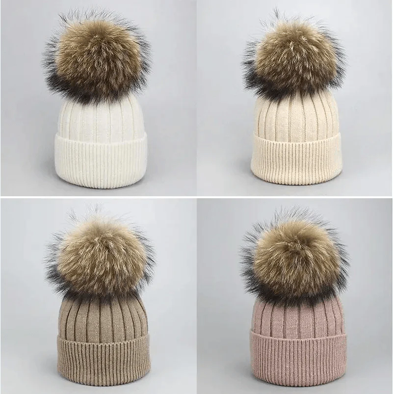Cute Winter Warm Comfortable Cap Detachable Pom Pom Autumn Super Soft Fashionable Caps For Adults And Kids