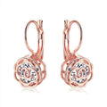 Cystal Leverback Floral Earrings In Gold