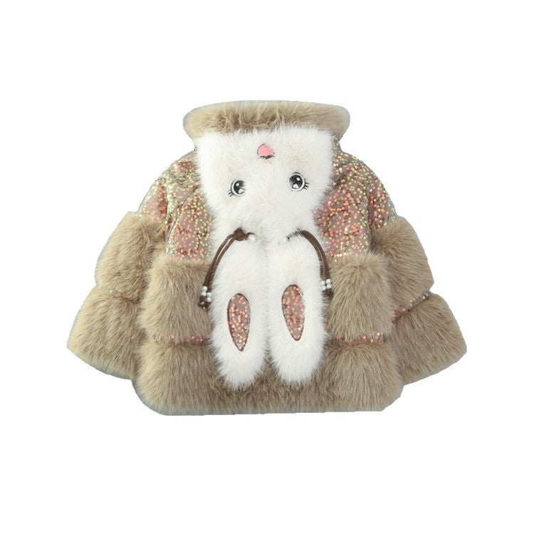 Fleece-lined Padded Faux Fur Coat For Little Girls