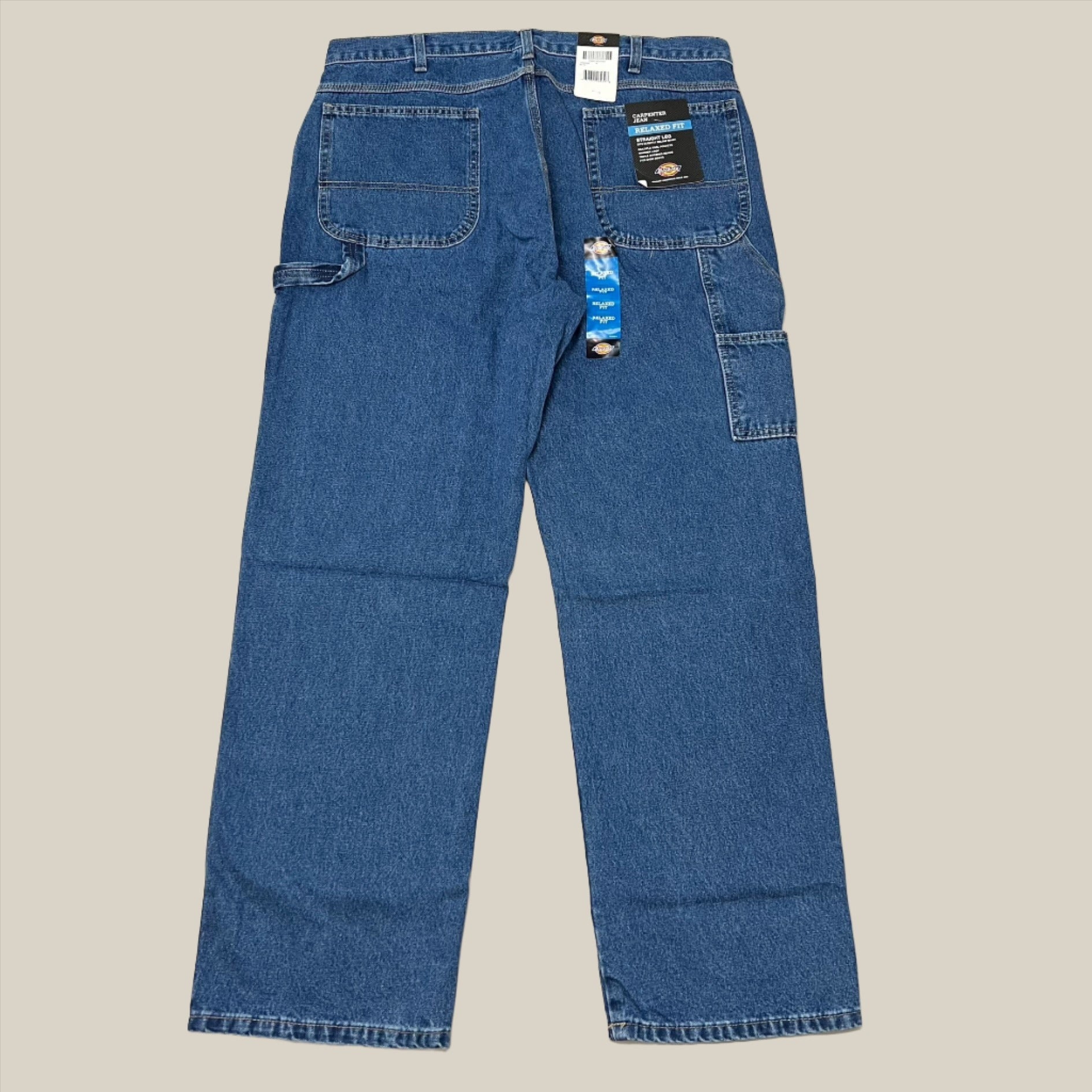 DICKIES Relaxed Fit Carpenter Jean Mns Sz 46X30 Stonewashed Indigo Blue 19294SNB