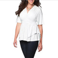 V Solid Color Women's Plus Size Dress