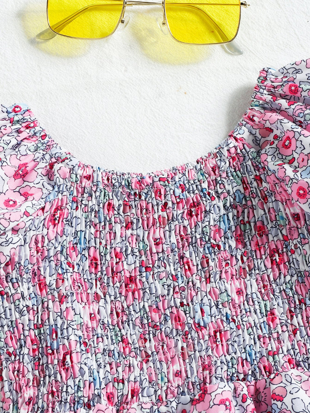 Summer New Girls' Floral Puff Sleeve Dress
