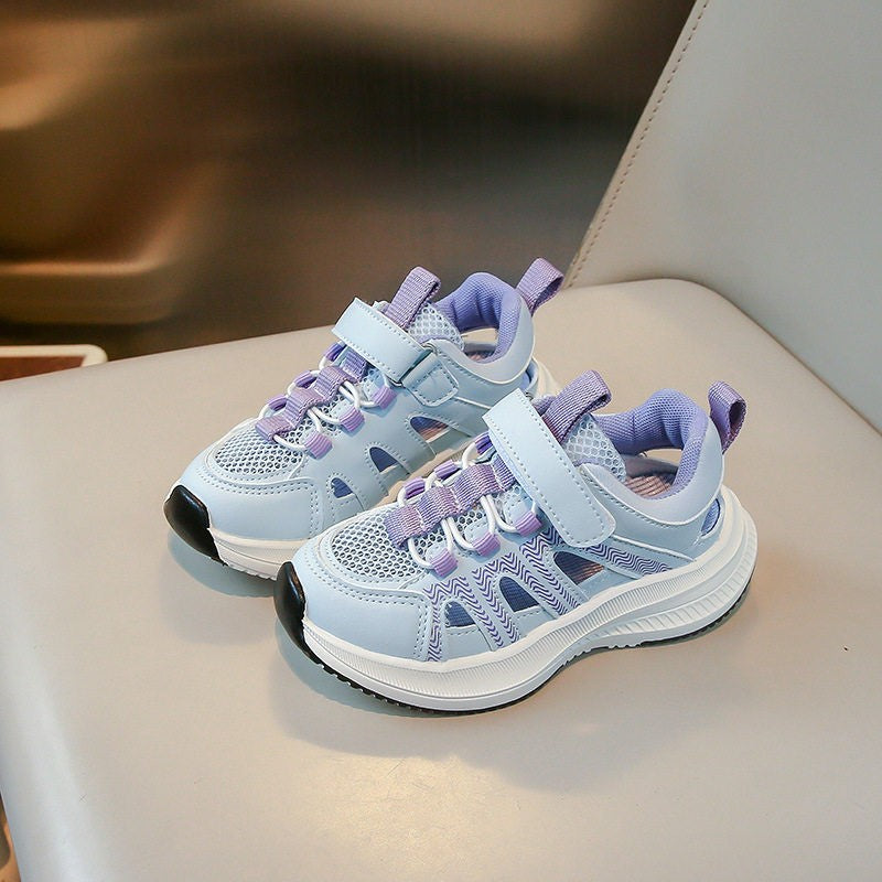 2026 Spring New Boys Sports Sandals, Soft Sole Hollow Out Kids Shoes, White Single Mesh Lightweight Sneakers For Big Kids