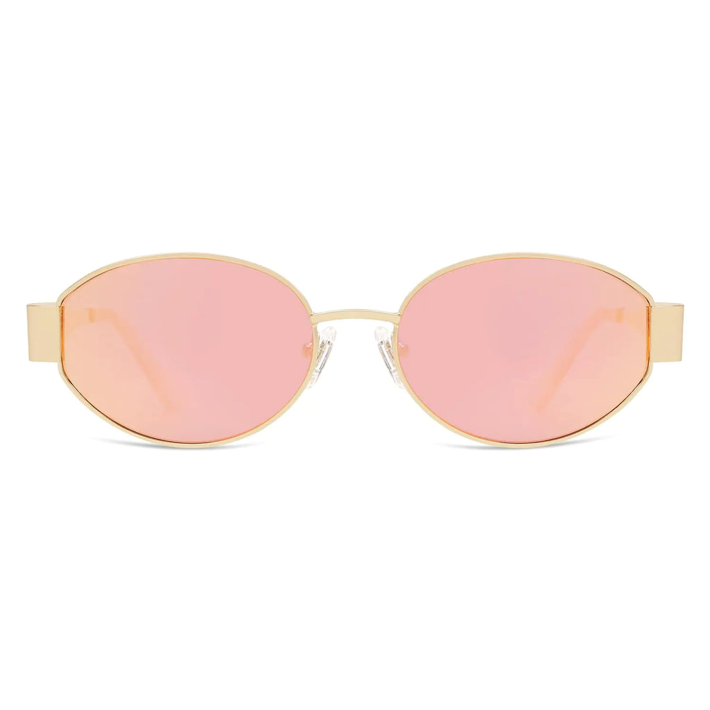 SOJOS Retro Oval Sunglasses for Women Men Trendy Sun Glasses Classic Shades UV400 Protection SJ1217 Gold/Grey