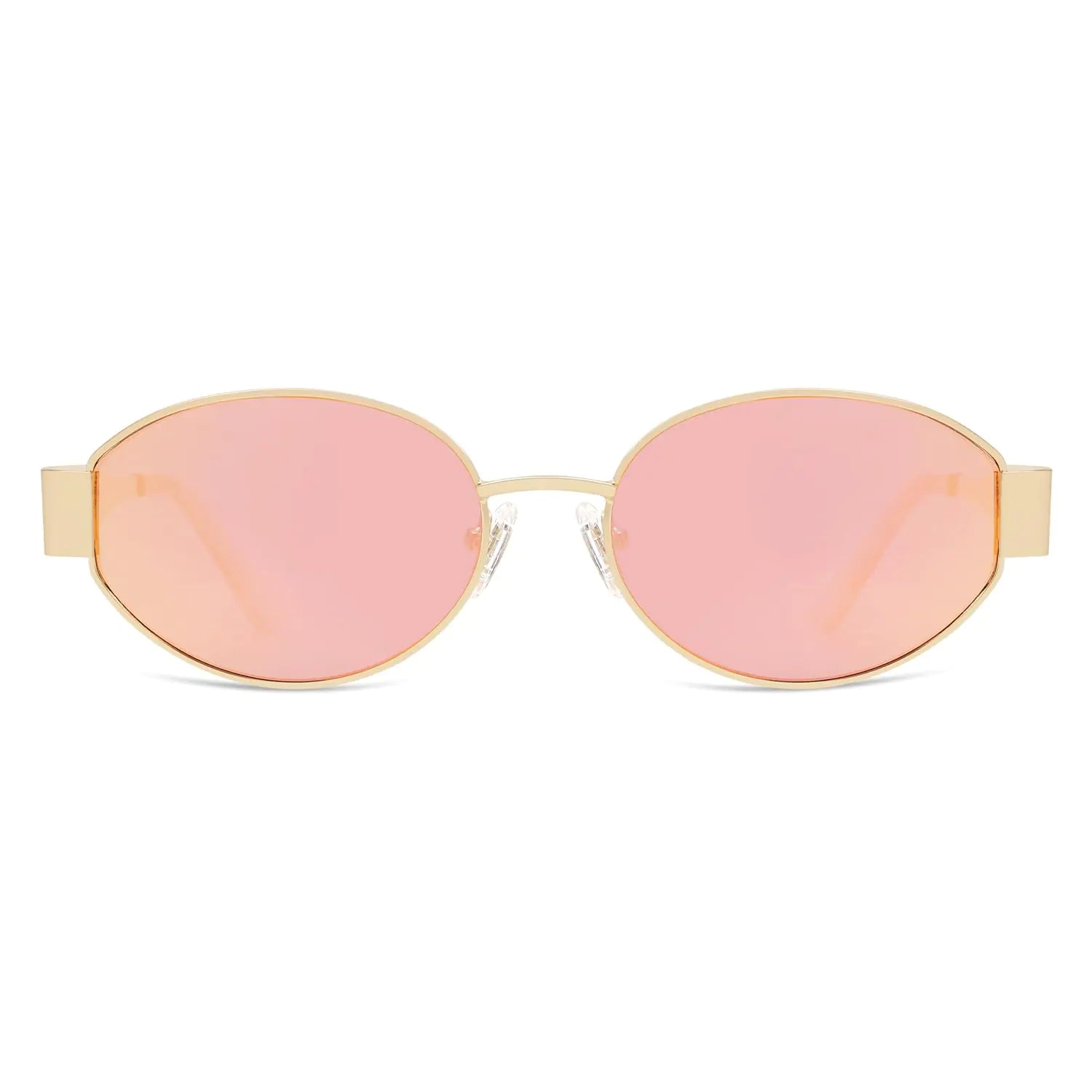 SOJOS Retro Oval Sunglasses for Women Men Trendy Sun Glasses Classic Shades UV400 Protection SJ1217 Gold/Grey