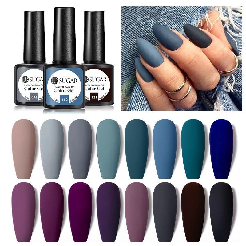 Dark Blue Matte Colorful UV Nail Gel Polish Semi Permanent Popular High Quality Fashion Design