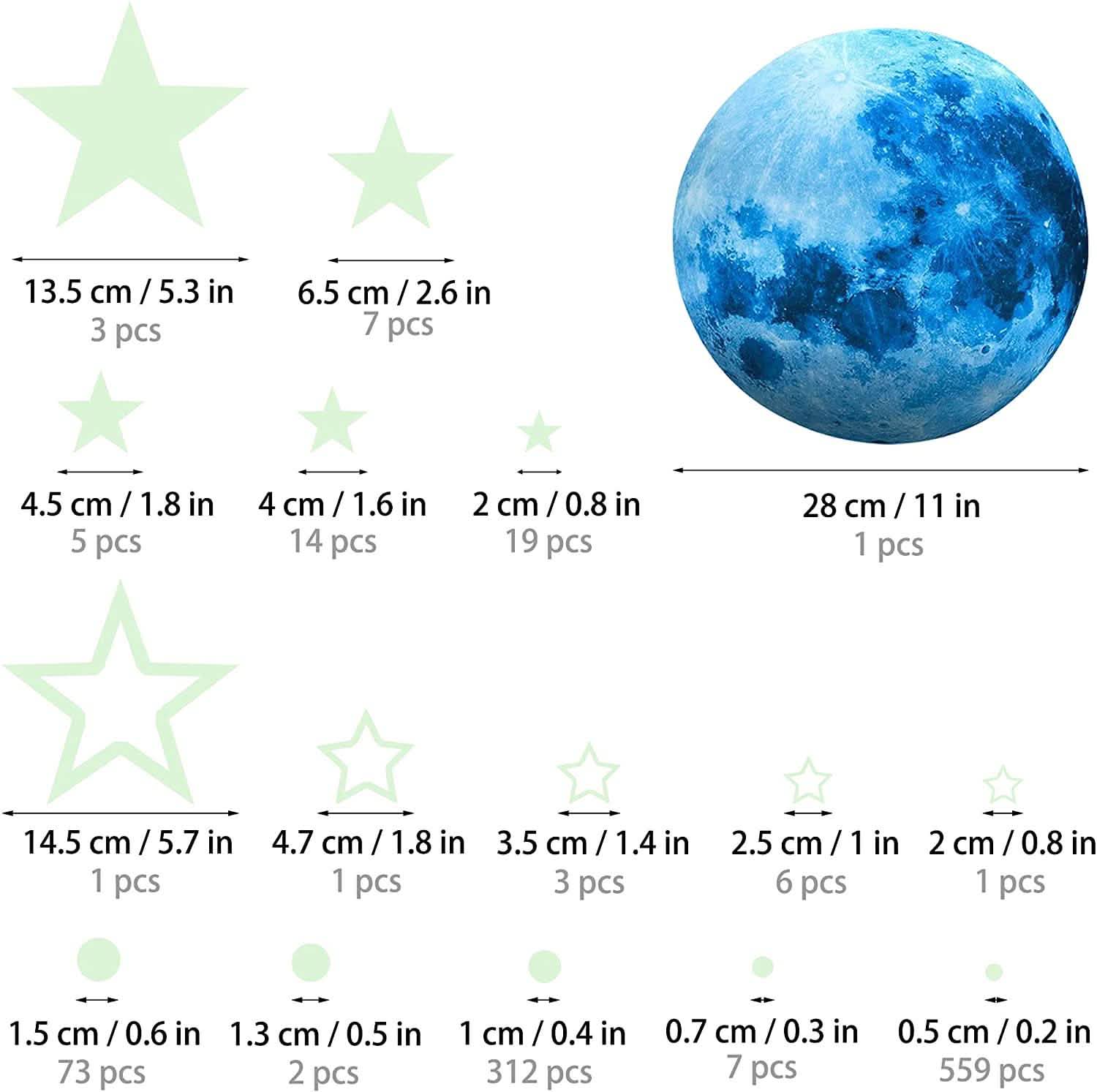 Dark Star Glow and Moon Wall Sticker