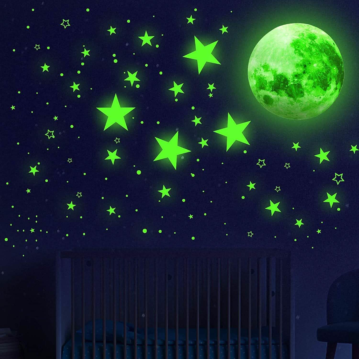 Dark Star Glow and Moon Wall Sticker