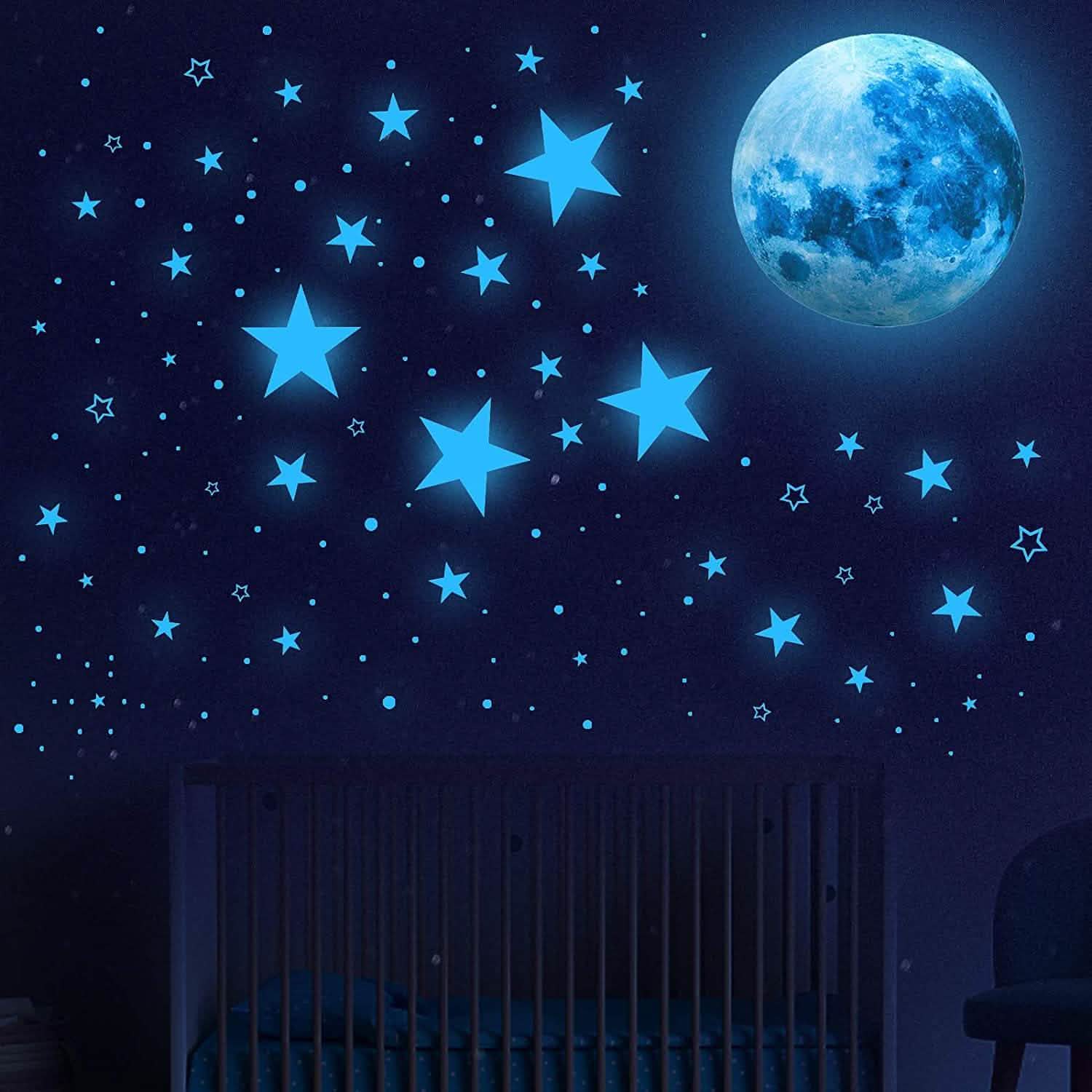 Dark Star Glow and Moon Wall Sticker