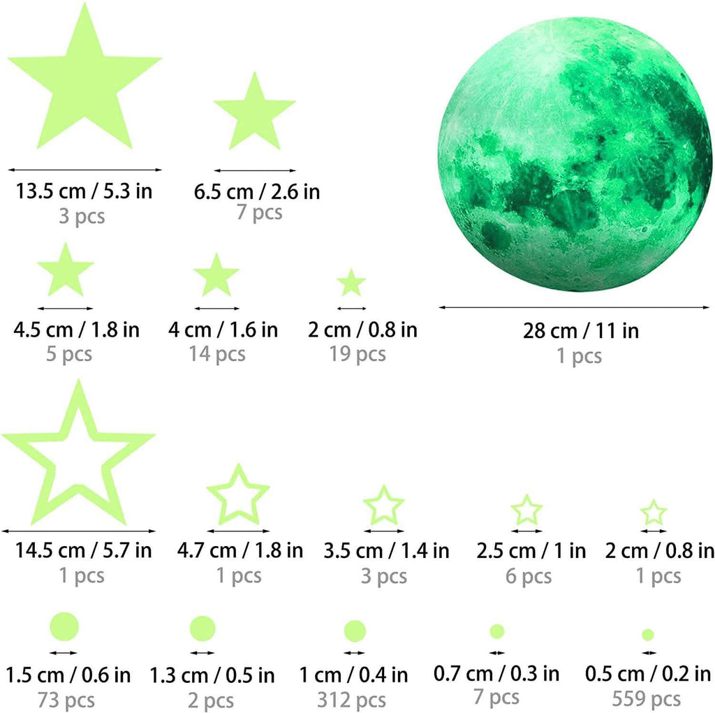 Dark Star Glow and Moon Wall Sticker