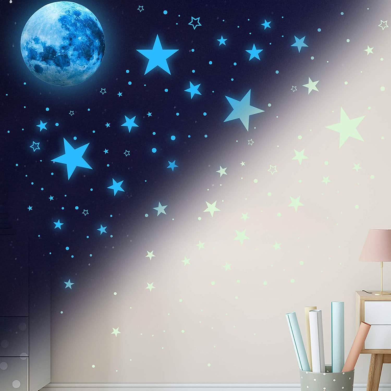 Dark Star Glow and Moon Wall Sticker
