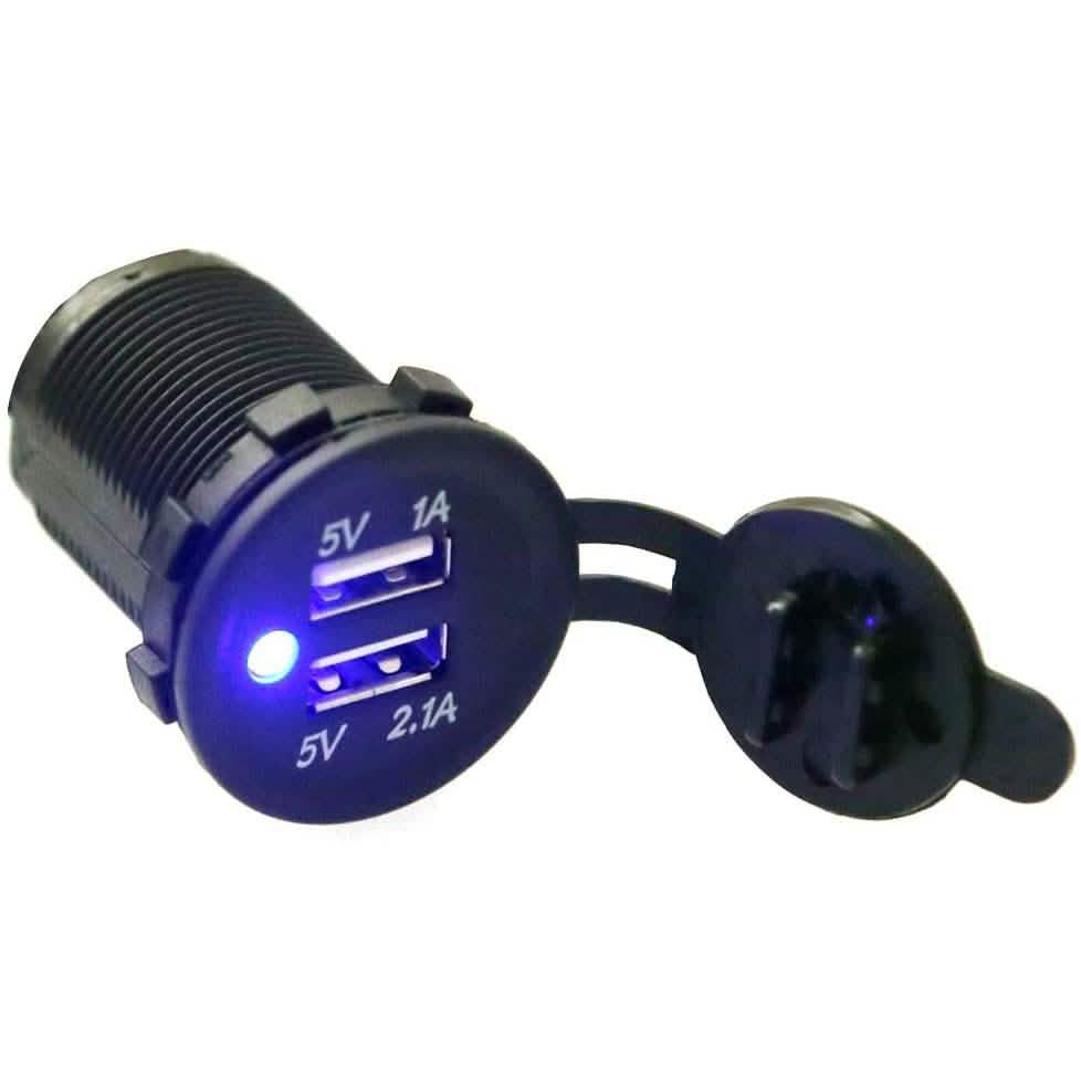 DC 5V 3.1A Dual USB Charger Socket Waterproof Power Outlet with Blue LED