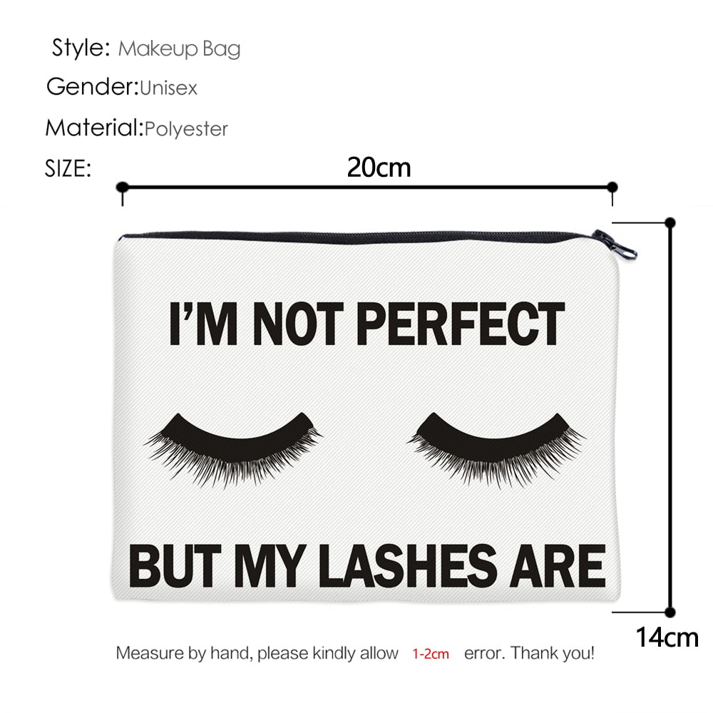 Deanfun Cosmetic Bags 3D Printed Eyelash with Letter Necessaries for Women Travelling