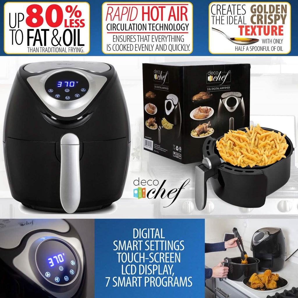Deco Chef 3.7QT Electric Oil-Free Digital Air Fryer for Healthy Frying