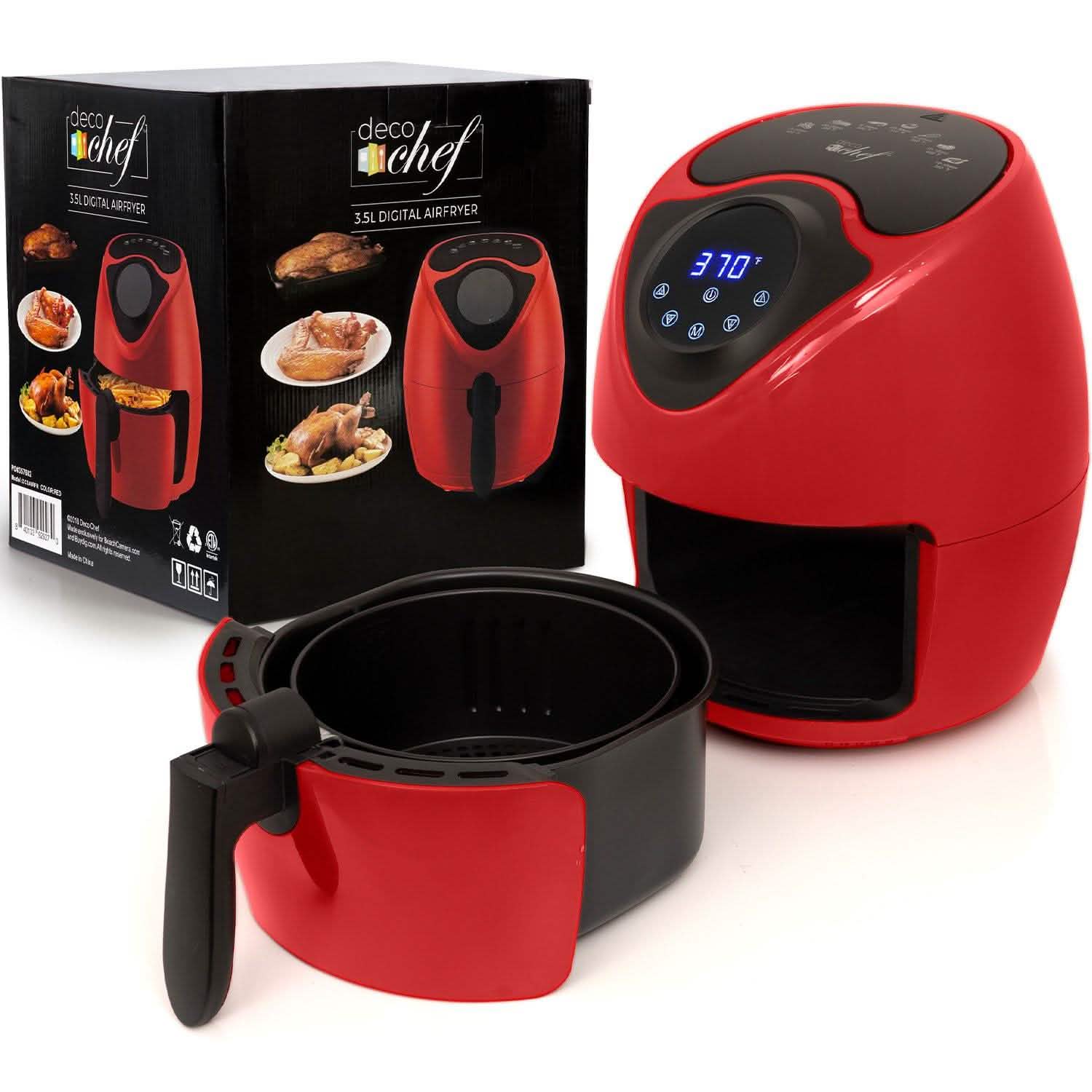 Deco Chef 3.7QT Electric Oil-Free Digital Air Fryer for Healthy Frying