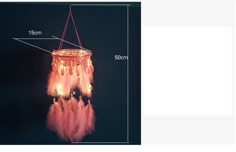 Decoration Home Dream Catchers Hanging Wall Decor Art Pendant Handmade Traditional White Cloud Dream Catcher With Led String Lights Wall Hanging Kids Room Decor Nursery Wall Art Ornament Decor Craft Gift Cute Wind Chimes National Feather Kids Girls