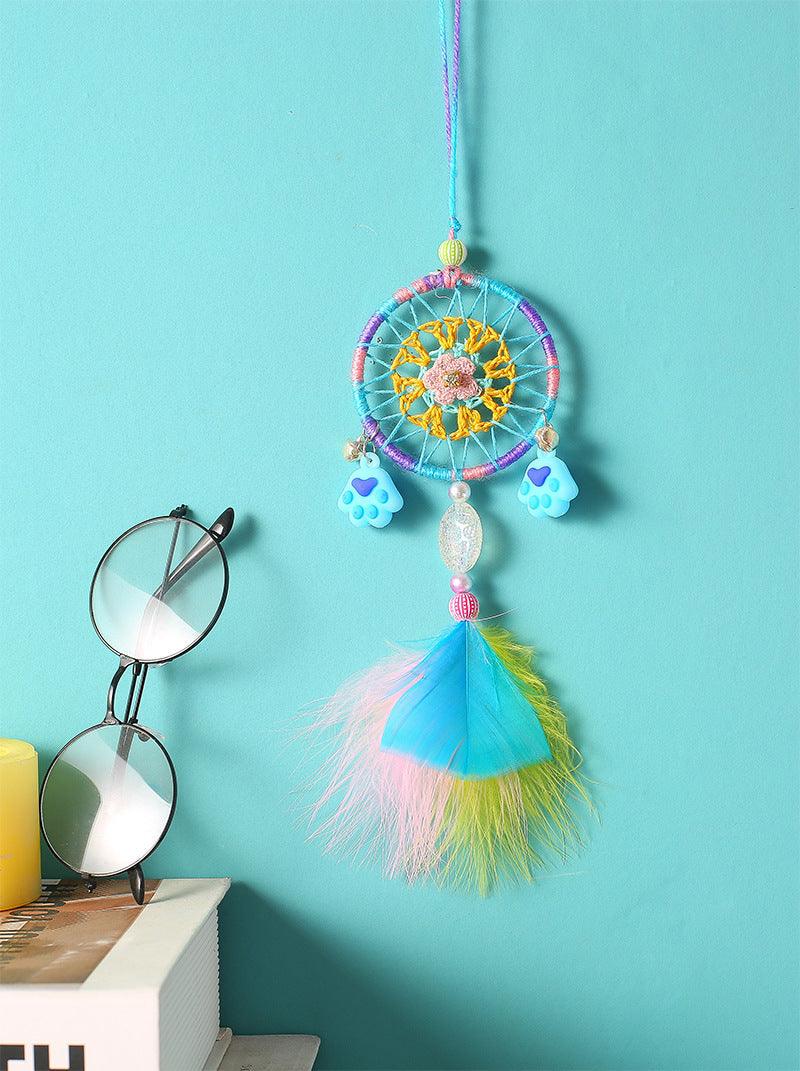Decoration Home Dream Catchers Hanging Wall Decor Art Pendant Handmade Traditional White Cloud Dream Catcher With Led String Lights Wall Hanging Kids Room Decor Nursery Wall Art Ornament Decor Craft Gift Cute Wind Chimes National Feather Kids Girls