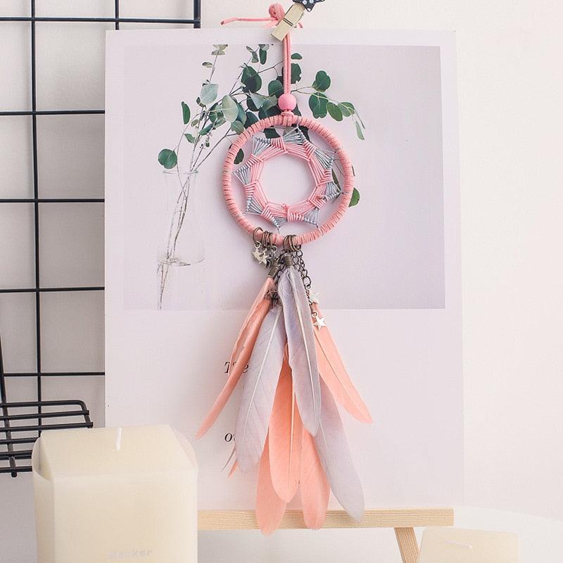Decoration Home Dream Catchers Hanging Wall Decor Art Pendant Handmade Traditional White Cloud Dream Catcher With Led String Lights Wall Hanging Kids Room Decor Nursery Wall Art Ornament Decor Craft Gift Cute Wind Chimes National Feather Kids Girls
