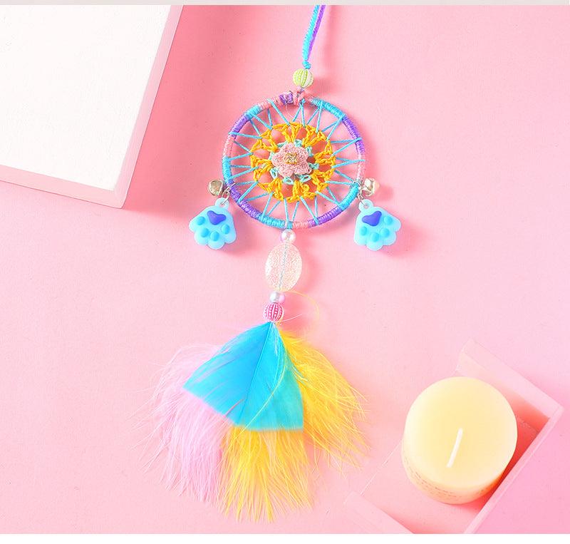 Decoration Home Dream Catchers Hanging Wall Decor Art Pendant Handmade Traditional White Cloud Dream Catcher With Led String Lights Wall Hanging Kids Room Decor Nursery Wall Art Ornament Decor Craft Gift Cute Wind Chimes National Feather Kids Girls