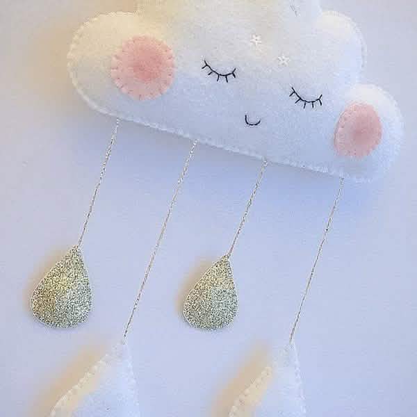 Decorative Cloud Felt Raindrop Pendant
