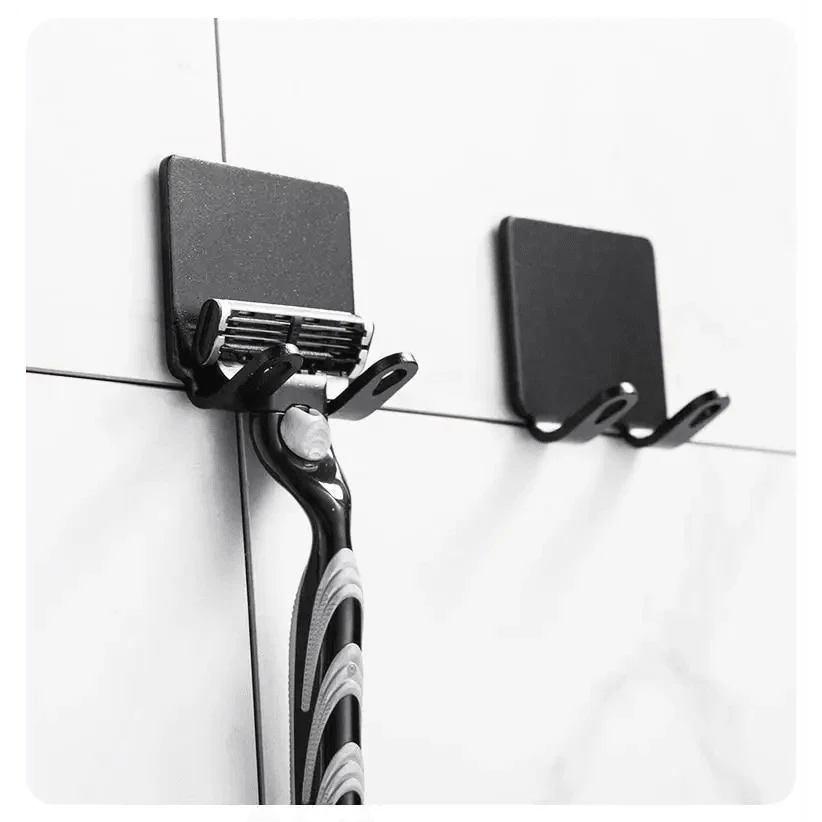 Decorative Hook 2 Pcs Punch Free Razor Holder Storage Hook Wall Men Shaving Shaver Shelf Bathroom Razor Rack Wall Bathroom Accessories