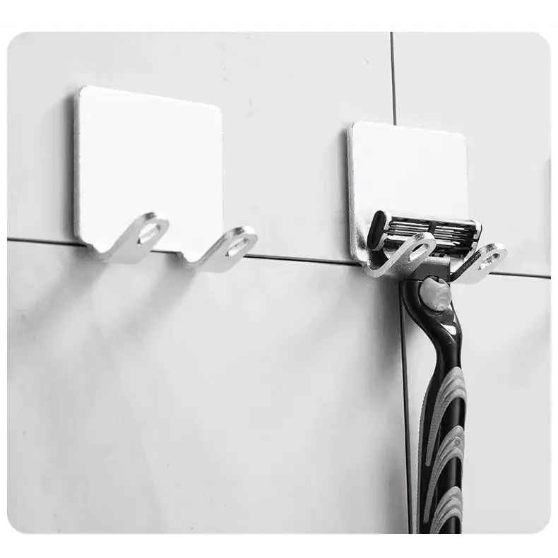 Decorative Hook 2 Pcs Punch Free Razor Holder Storage Hook Wall Men Shaving Shaver Shelf Bathroom Razor Rack Wall Bathroom Accessories