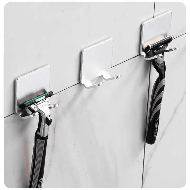 Decorative Hook 2 Pcs Punch Free Razor Holder Storage Hook Wall Men Shaving Shaver Shelf Bathroom Razor Rack Wall Bathroom Accessories