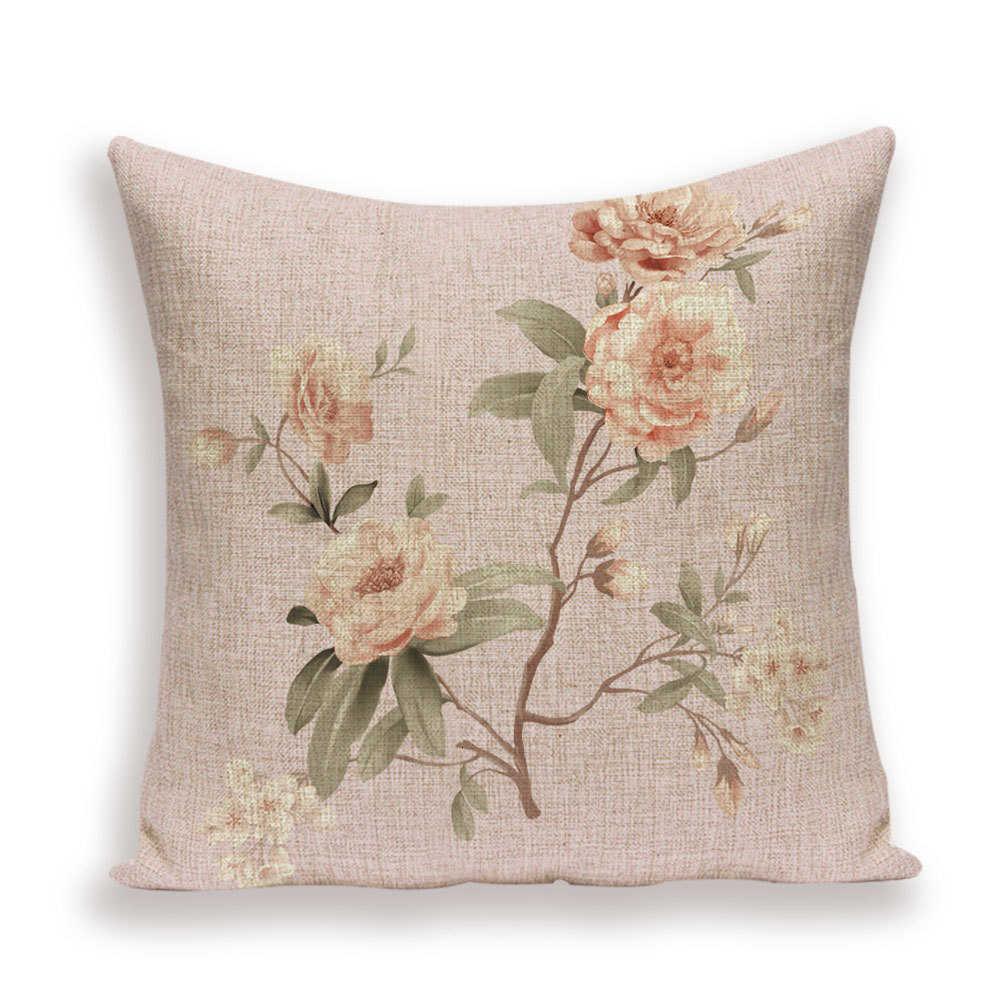 Decorative Plant Flower Throw Pillow Cover Soft Linen Cushion Cover For Living Room Couch Sofa Patio Outdoor Home Decor  Decorative Plant Flower Throw Pillow Covers For Couch Sofa Bed Modern Quality Design Cushion Cover 45x45cm