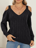 Deep V-neck sexy off shoulder loose pullover sweater for women top
