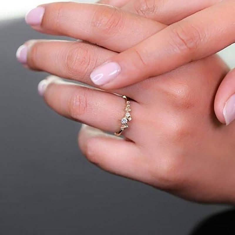 Delicate Cz Stackings Ring In 18Kt Gold
