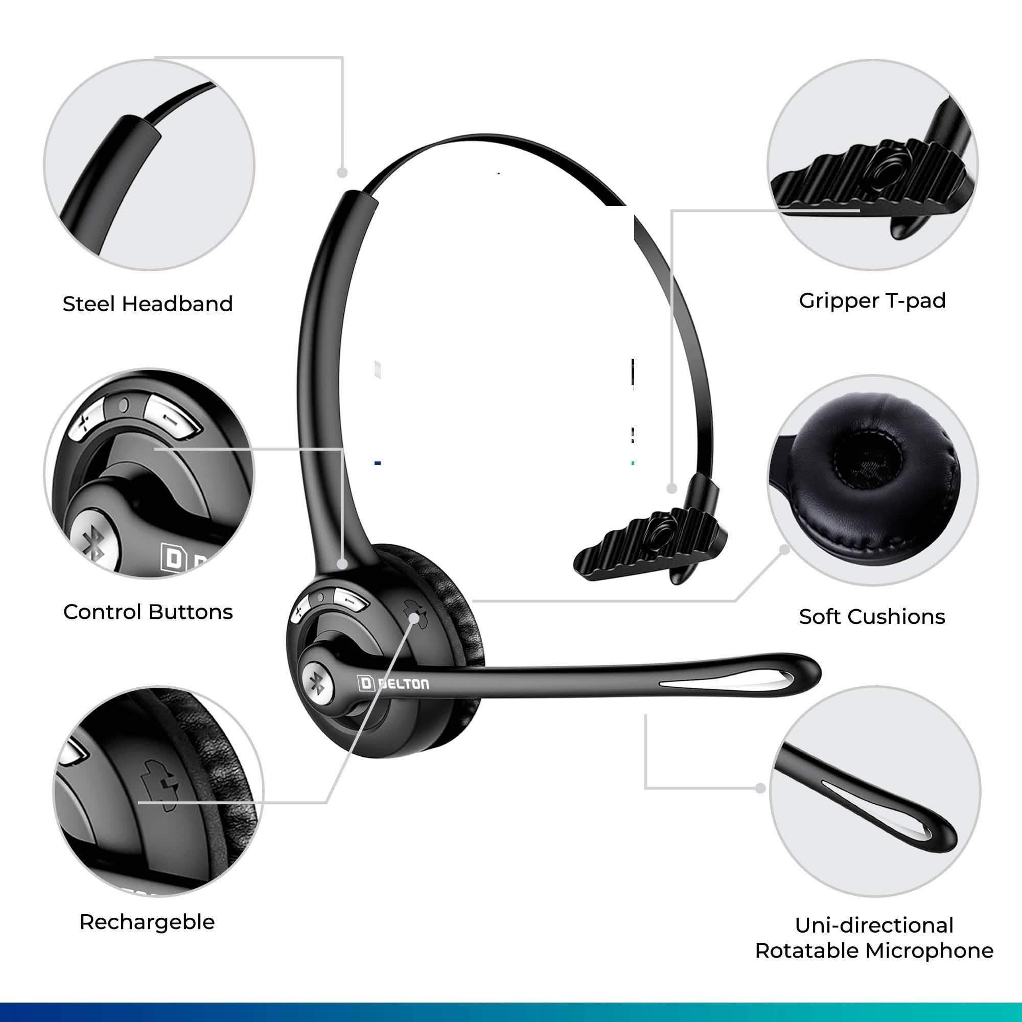 Delton Low Profile OTR Wireless Trucker Headset with Microphone