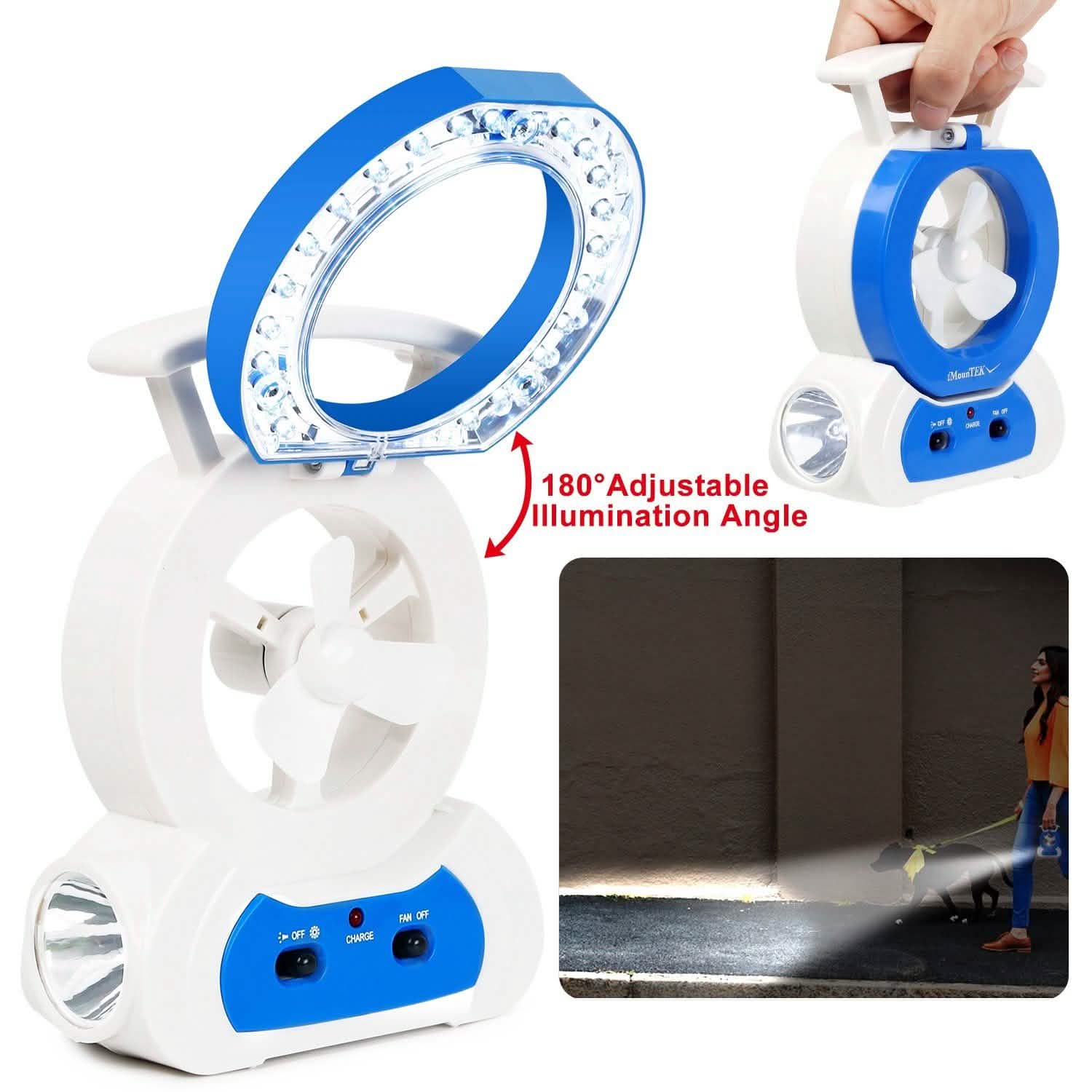 Desk Cooling Fan with 180 Degree Adjustable LED Lamp