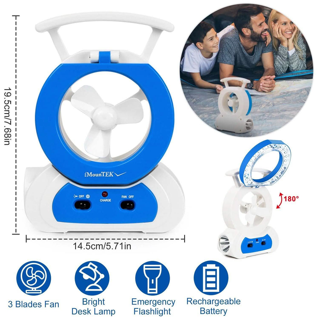 Desk Cooling Fan with 180 Degree Adjustable LED Lamp