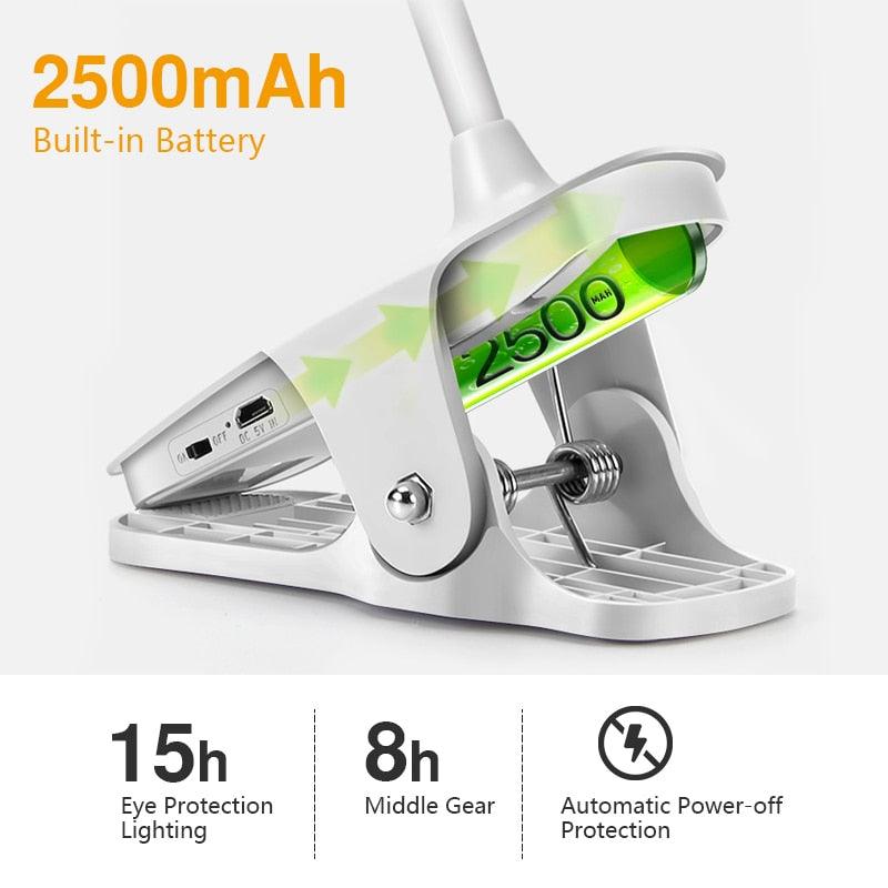 Desk Lamp Touch Clip Study Light Gooseneck Desktop USB Rechargeable Bedroom Lamp Bedside Bedside Desk Clip-on Table Lamp Decorative Table Lamp Cute Study Lamps for Bedroom Décor