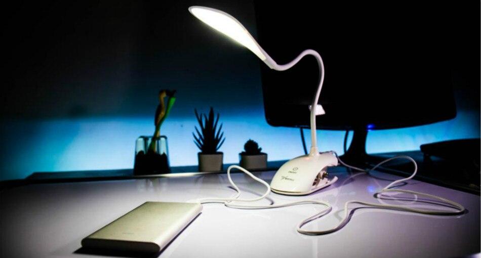 Desk Lamp USB Led Table Lamp 14 LED Table Lamp with Clip Bed Reading Book Light LED Desk Lamp Table Touch 3 Modes Blue Decorative Table Lamp Cute Study Lamps for Bedroom Décor