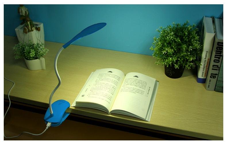 Desk Lamp USB Led Table Lamp 14 LED Table Lamp with Clip Bed Reading Book Light LED Desk Lamp Table Touch 3 Modes Blue Decorative Table Lamp Cute Study Lamps for Bedroom Décor