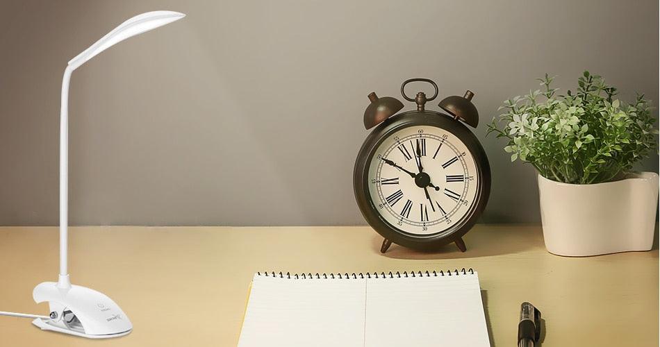Desk Lamp USB Led Table Lamp 14 LED Table Lamp with Clip Bed Reading Book Light LED Desk Lamp Table Touch 3 Modes Blue Decorative Table Lamp Cute Study Lamps for Bedroom Décor