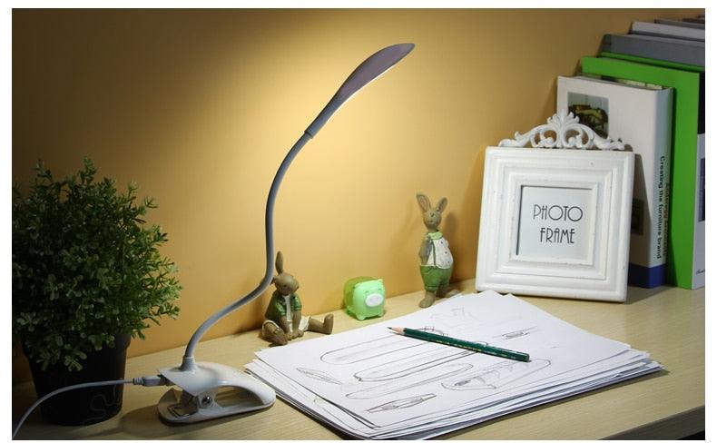 Desk Lamp USB Led Table Lamp 14 LED Table Lamp with Clip Bed Reading Book Light LED Desk Lamp Table Touch 3 Modes Blue Decorative Table Lamp Cute Study Lamps for Bedroom Décor
