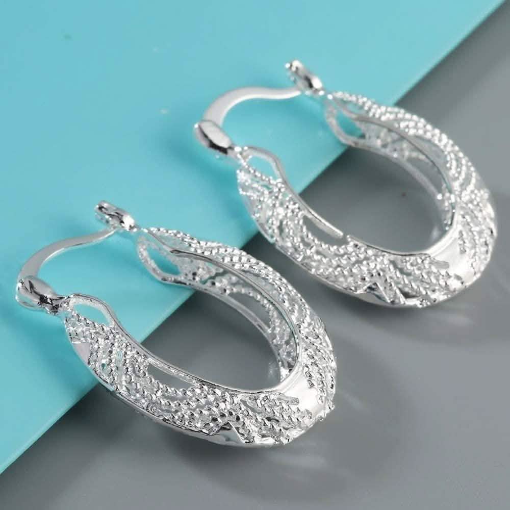 Diamond Cut Fancy Filigree Hoop Earrings