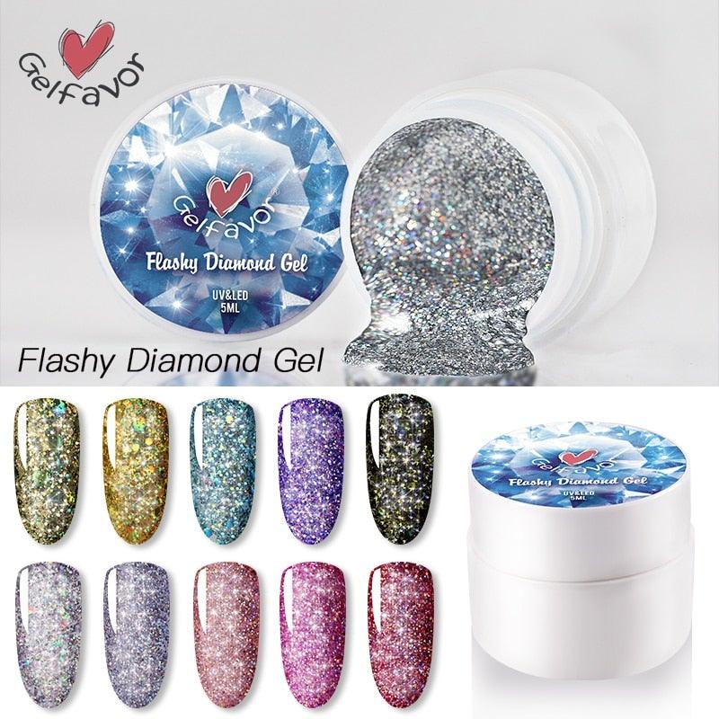 Diamond Gel Nail Polish 5ML Permanent Varnish Painting UV Manicure Reflective Sparkling Luxury Design Nail Gels for Women and Girls