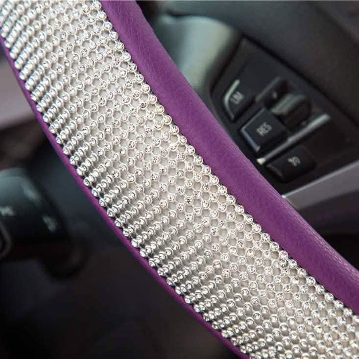 Diamond Leather Steering Wheel Cover with Bling Bling Crystal Rhinestones