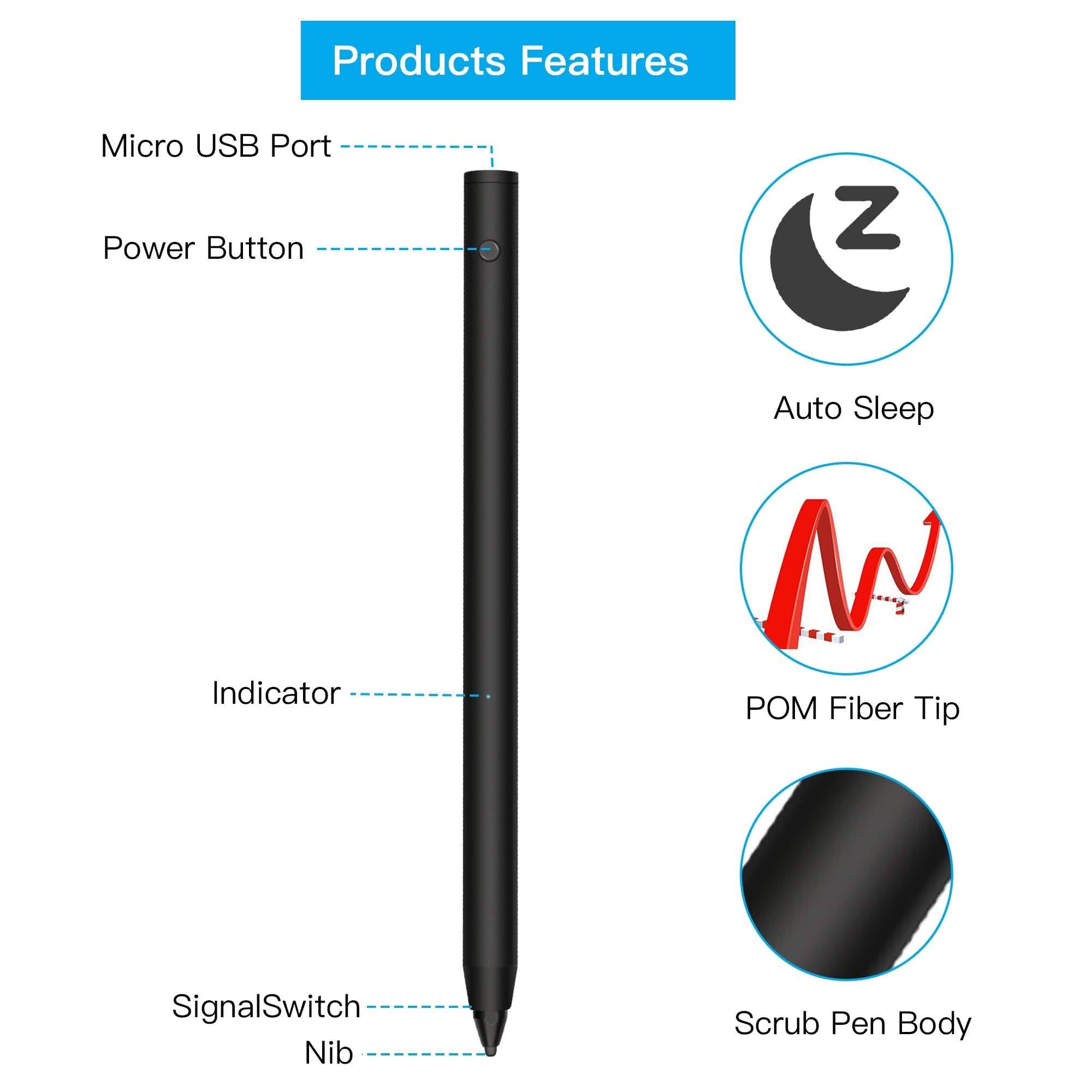 Digital Active Stylus Pen Pencil For iPad Android TouchScreen Fine Tip 1.5mm