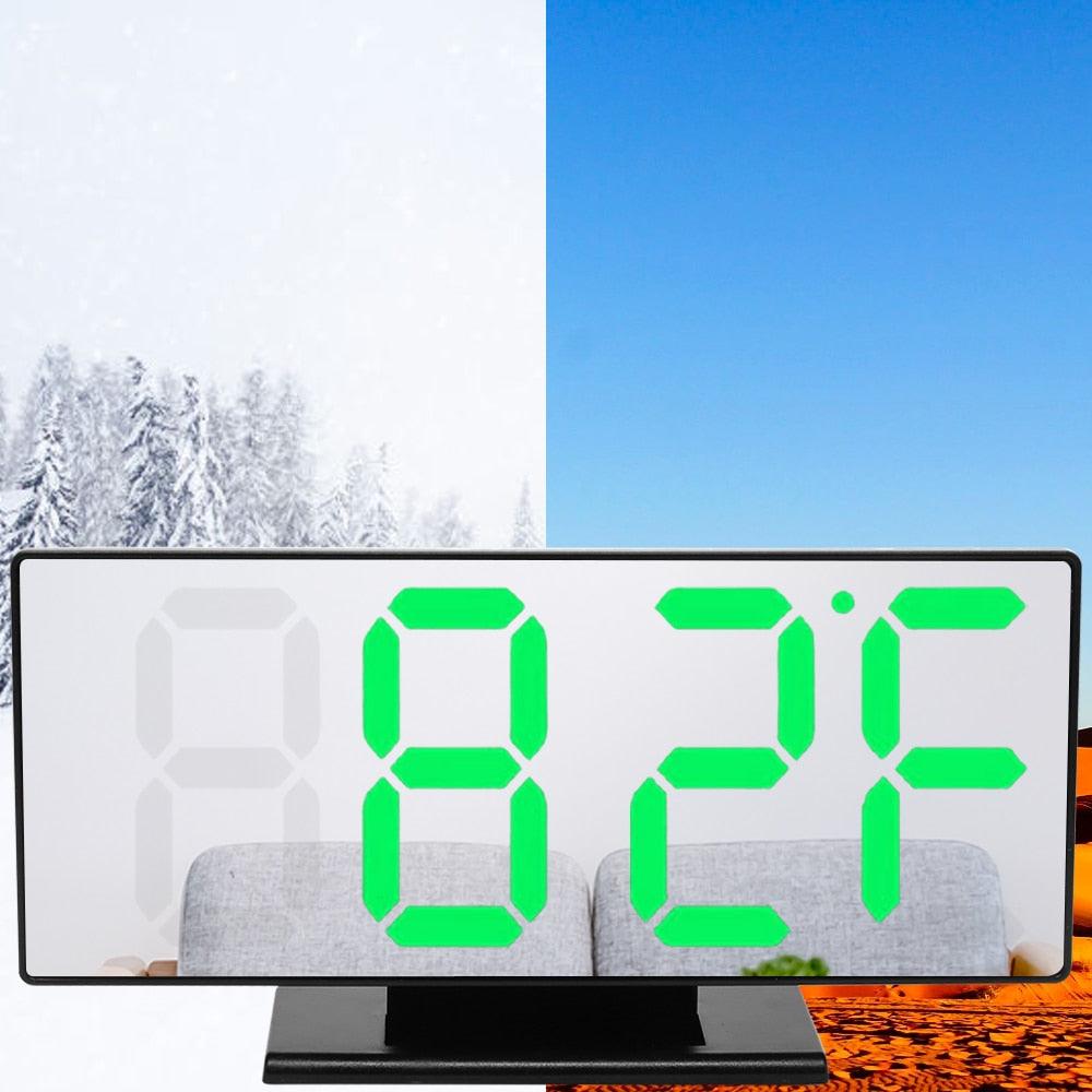 Digital Alarm Clock LED Digital Display Dual Alarm with USB Charger Port 0-100 Dimmer for Seniors Simple Bedside Big Number Alarm Clocks for Bedrooms LED Mirror Electronic Alarm Clocks Large LCD Display Digital Table Clock with Calendar Temperature