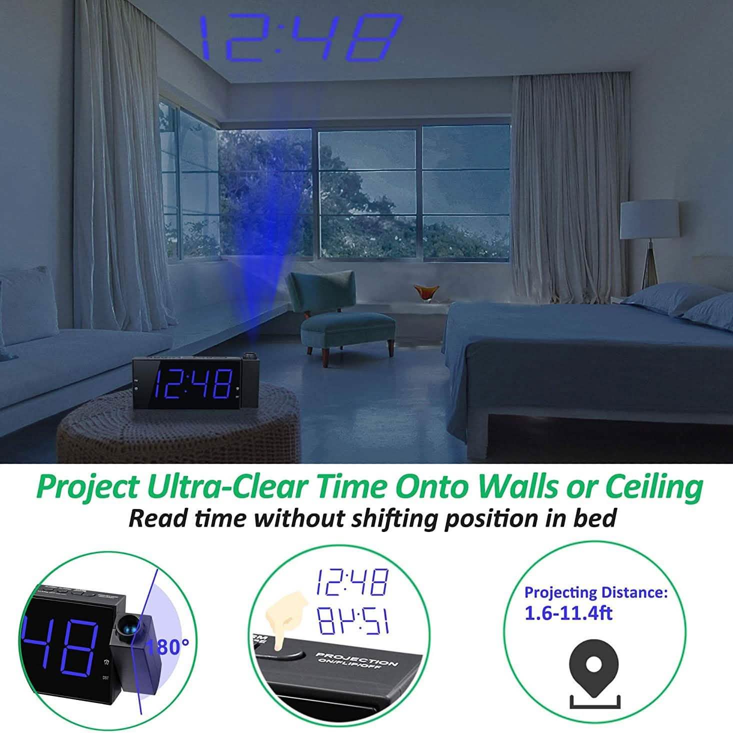 Digital Alarm Clock with Projection