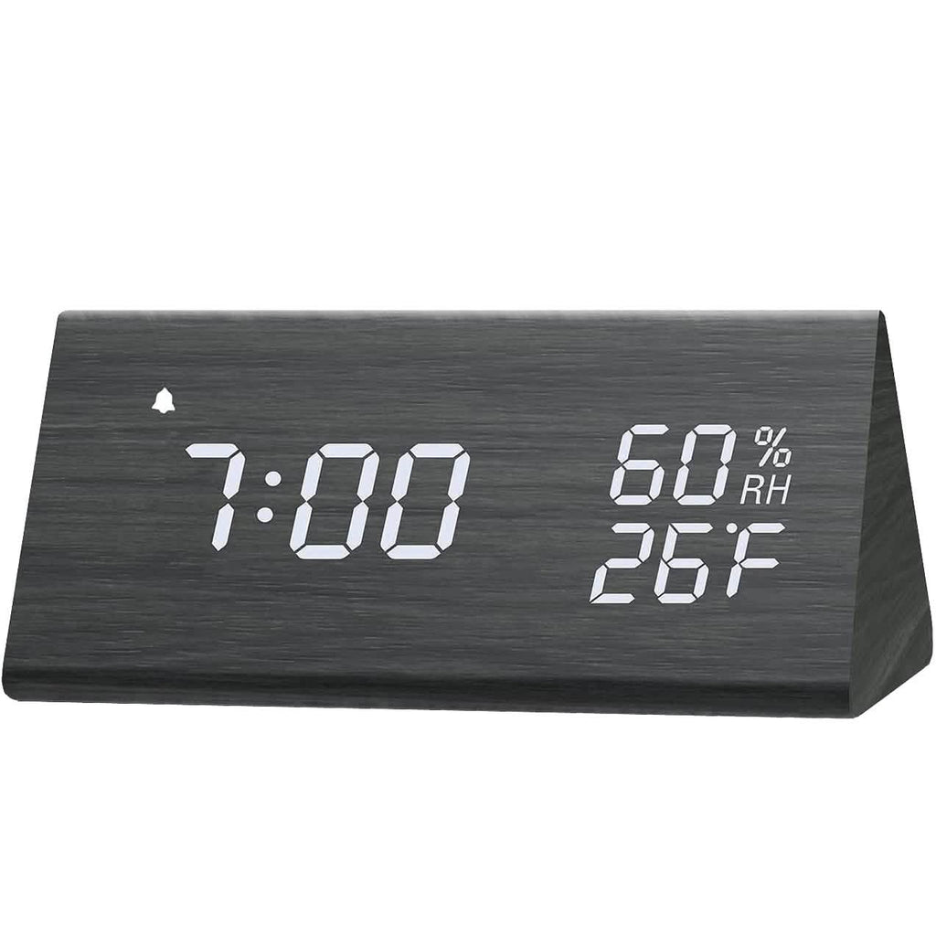 Digital Alarm Clock with Wooden Electronic LED Time Display