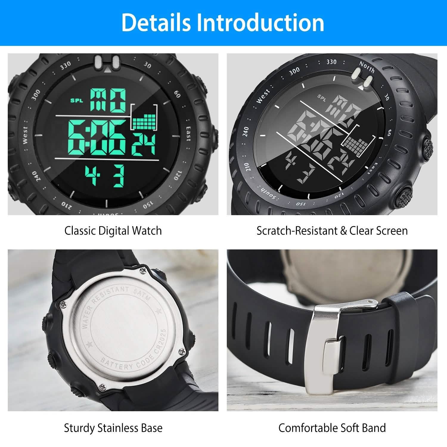 Digital Men's Sports Military Tactical Wrist Watch