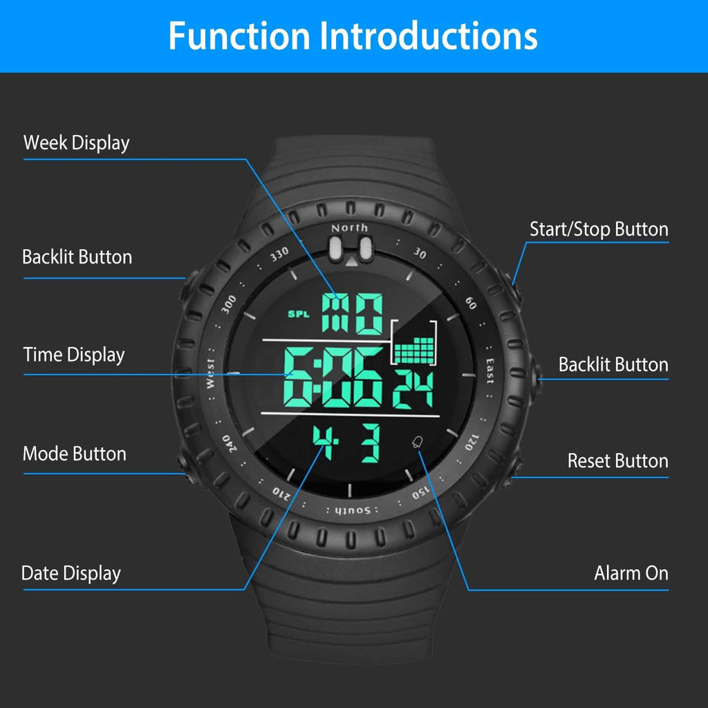 Digital Men's Sports Military Tactical Wrist Watch